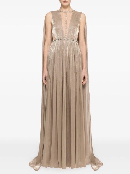 Nissa Dresses & Skirts - NISSA Crystal-Embellished Chiffon Maxi Dress Women’s Size 4